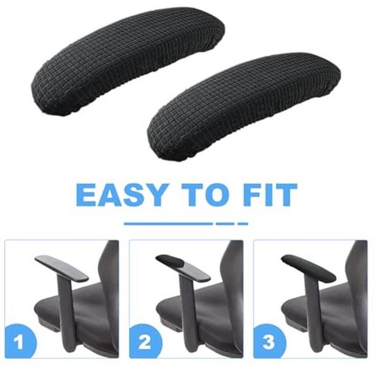 Armleuninghoezen voor bureaustoelen - 4 stuks, rekbaar, polyester, zwart - Beschermhoezen voor thuis of op kantoor — afbeelding 5