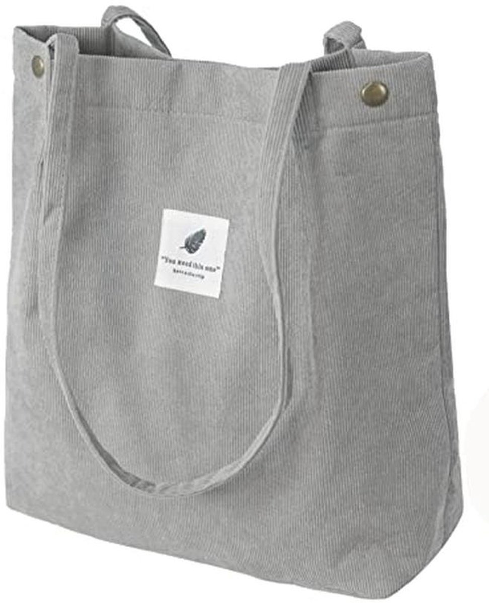 Jute tas met vintage bloemen voor dames - Grote stoffen shopper