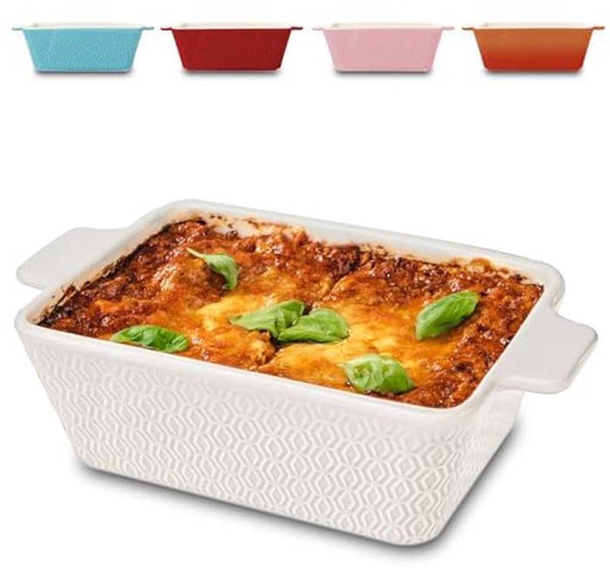 Vierkante Keramische Casserole - Hoge Rand - Antiaanbak en Krasbestendig - Wit