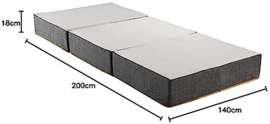 Vouwmatras Futon 140 x 200 cm voor Camping en Reizen - Orthopedisch Schuim — afbeelding 2