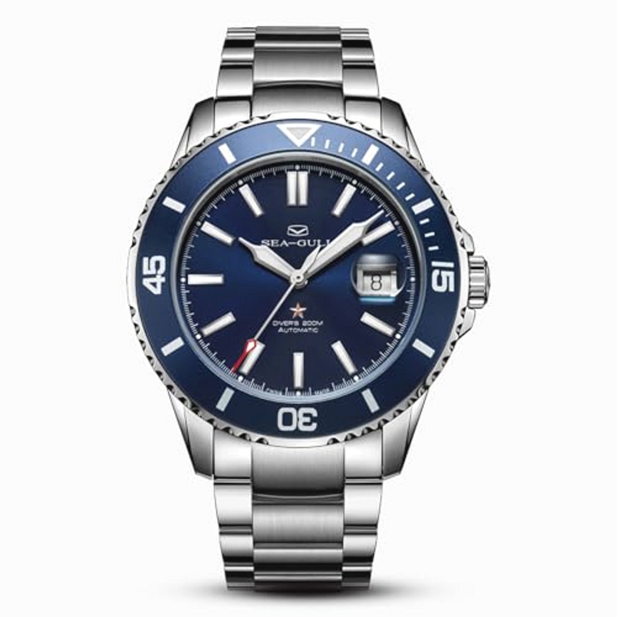 Automatisch Horloge voor Mannen RVS Band 200M Waterdicht Mechanisch met Kalender en Lichtgevende Functie