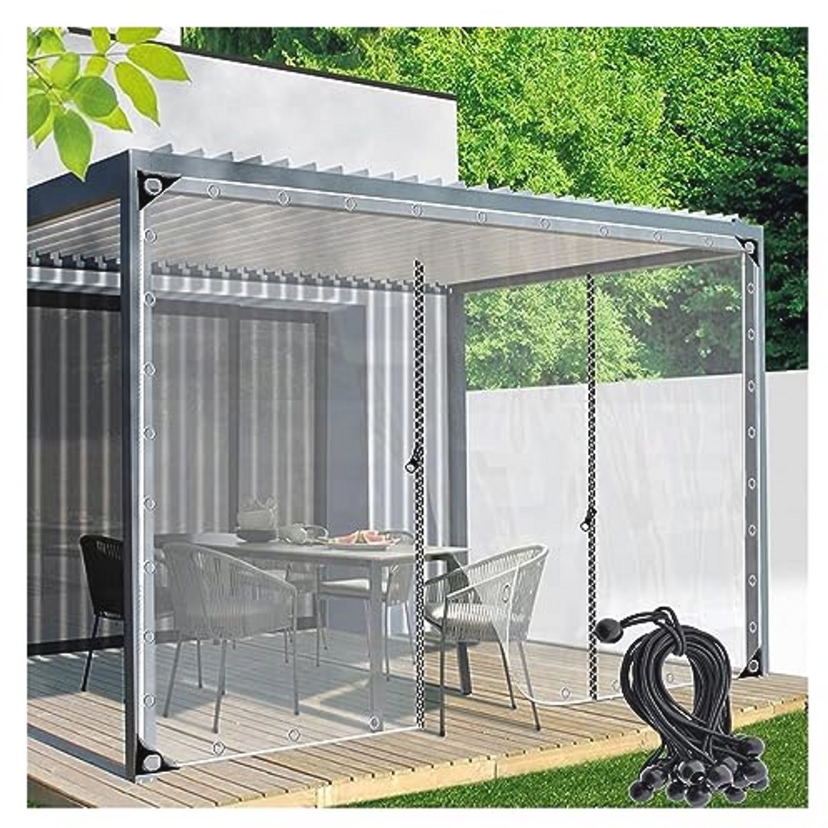 Transparant Waterbestendig Buiten Dekzeil met Ritssluiting voor Tuin en Veranda