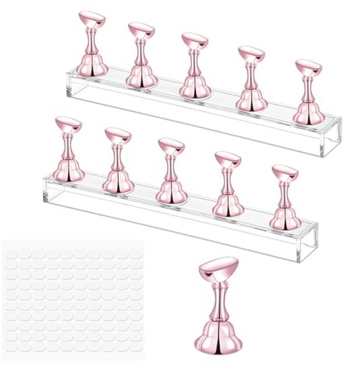 JIYIN 2 stuks nageldisplaystandaard, acryl nagelstandaard, nageloefenstandaard, oefenhand voor nageldesign, nagelgereedschap, zelf nagels maken (roségoud)