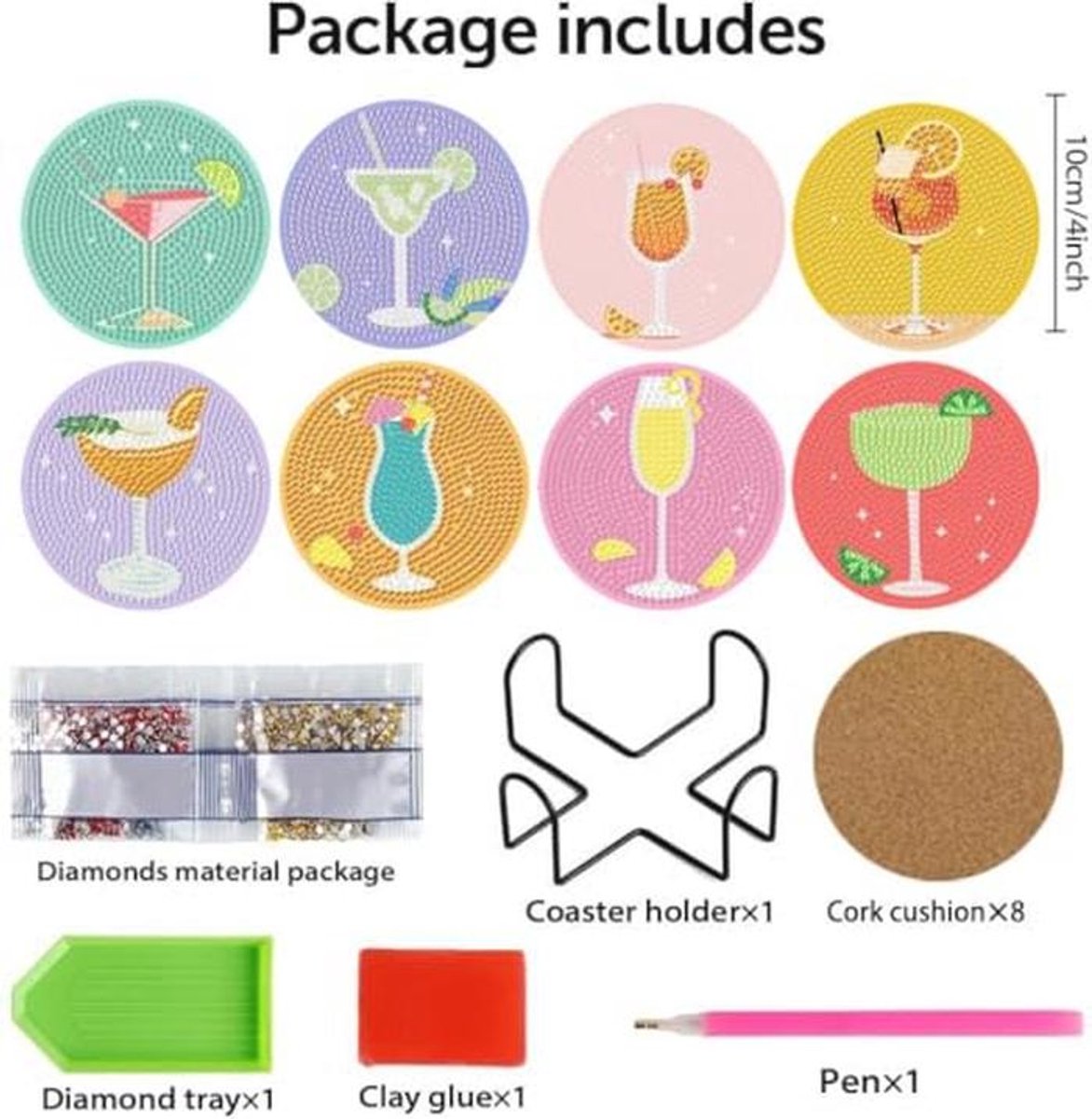 8 Stuks Diamanten Onderzetters voor Glazen - DIY Craft Set voor Volwassenen