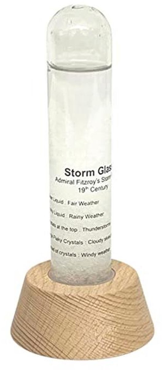 Stormglas Weervoorspeller met Houten Standaard | Weerstation & Barometer