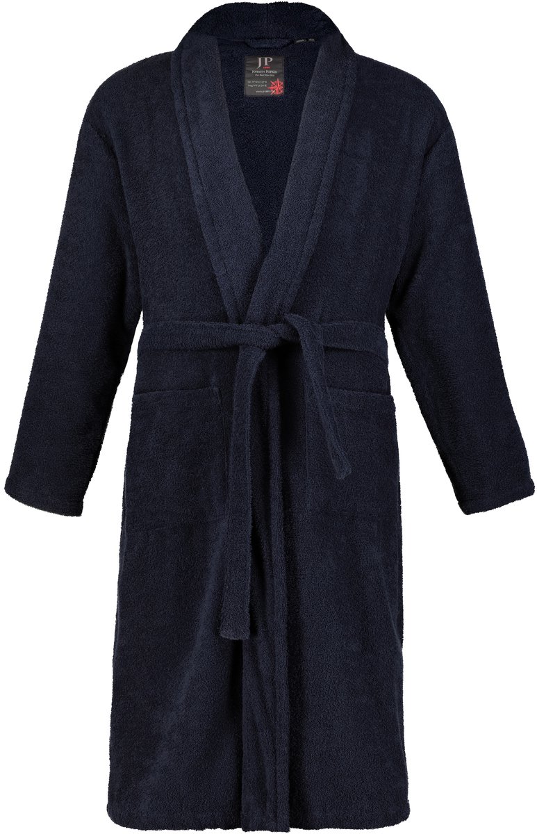 JP 1880 - Heren - Badjas thuispak sjaalkraag badstof - Donkermarine - Maat 7XL