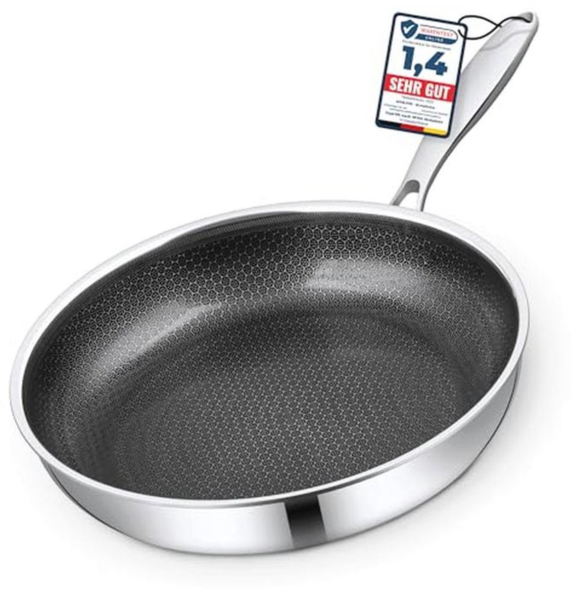 Krasbestendige honingraat pan 24 cm, 5-laags keramische braadpan voor inductie