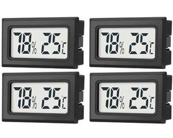 JEDEW Set van 4 digitale mini-thermometer-hygrometer, indoor temperatuur- en luchtvochtigheidsmeter voor binnen, broeikas, luchtbevochtiger, reptielen, groot lcd-scherm, centigraden ℃ (4)