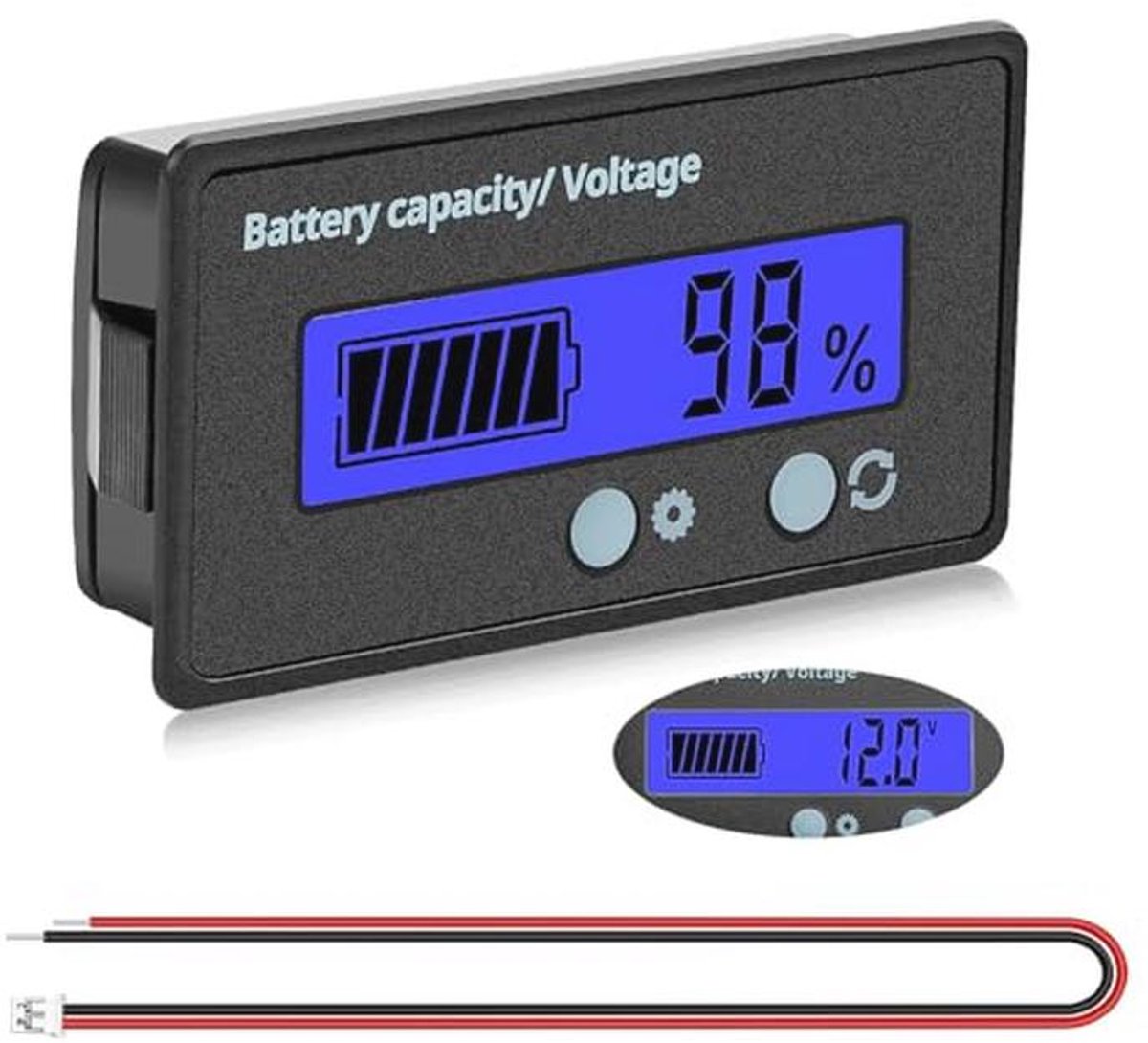 Universele Batterijcapaciteit Voltmeter met LCD Scherm - Geschikt voor 12V tot 72V