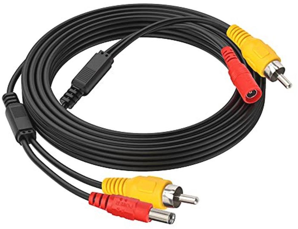 2-in-1 Cinch Kabelset voor Achteruitrijcamera en CCTV - LED Stroom- en Videosignaal Overdracht