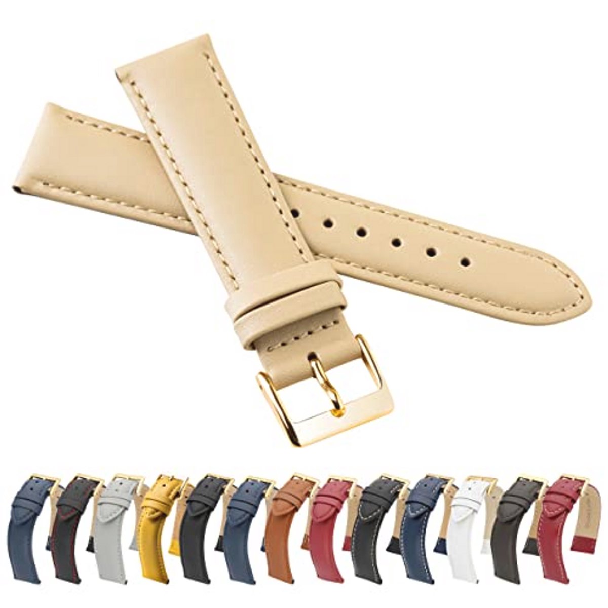 Elegant Horlogebandje van Echt Leer met Gouden Sluiting