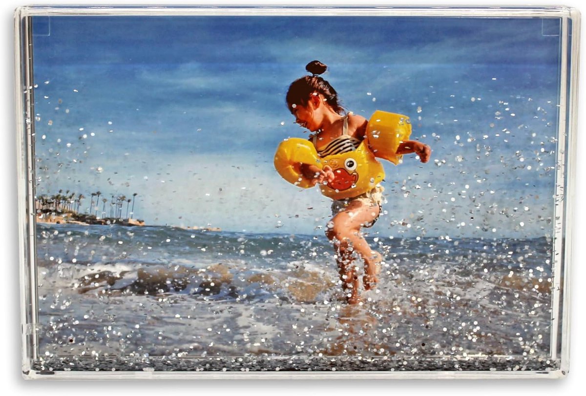 Famanu Acryl fotolijst blok zilver 10x15 cm, helder transparant