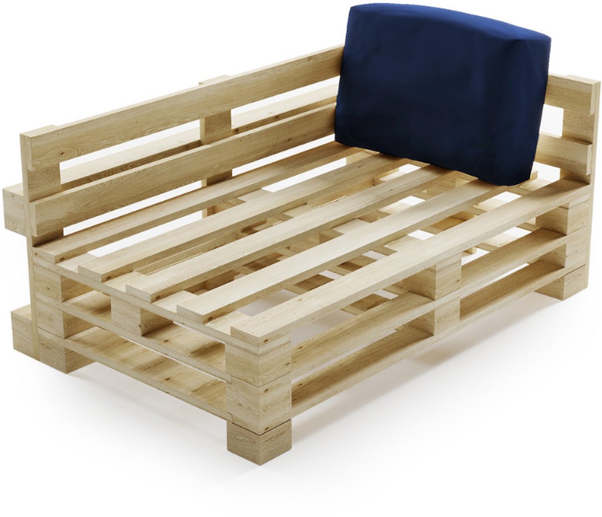 Bananair - Palletkussen - Afneembare hoes - Waterbestendig hoekkussen - Tuinkussen voor Palletbank - 60x40 cm - Blauw