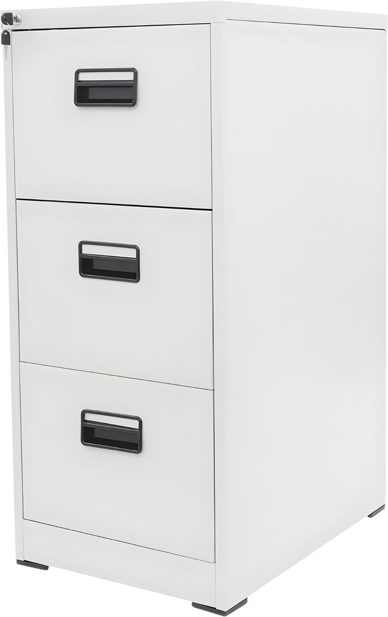 Happiq Archiefkast - Opberkast - Kantoorkast - Voor kantoor en thuis - Met 3 laden - Wit