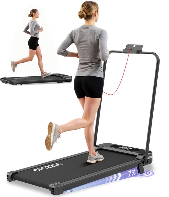 BIGZZIA 4-in-1 opvouwbare loopband met 7% helling - Inklapbaar loopband ...