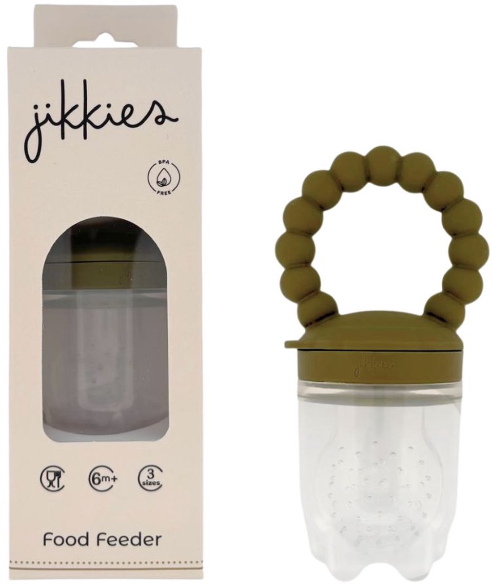 Jikkies Fruitspeen Baby – Siliconen Fruitfeeder voor Doorkomende Tandjes - Inclusief 3 Speenmaten - Bijtring - 100% Siliconen - BPA-vrij - Groen
