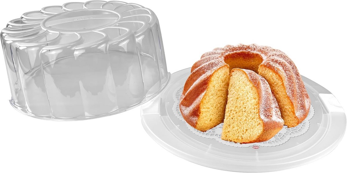 Decoratieve taartdrager met deksel en handvat - Taarttransportbox voor taarten tot 28 cm