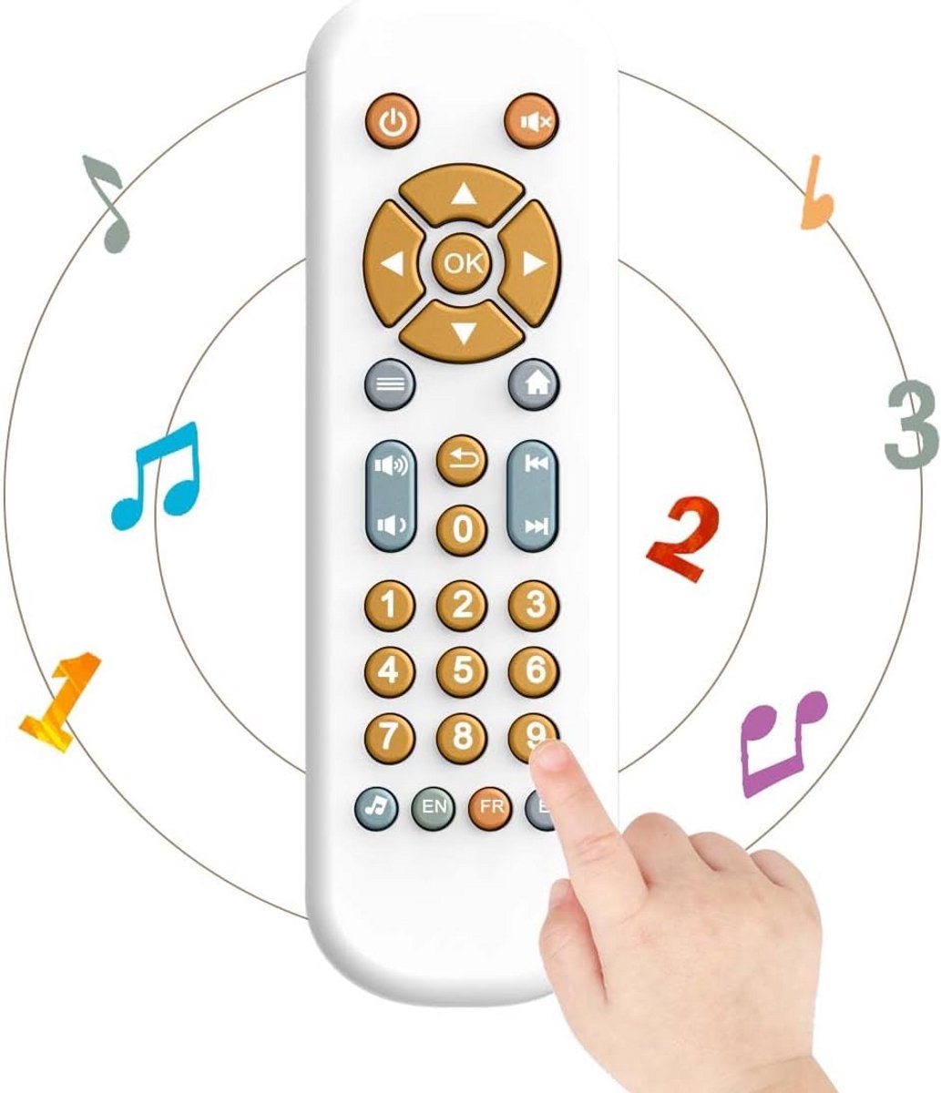 Baby Afstandsbediening Speelgoed met Geluid en Licht - Educatief Muziek Speelgoed voor Baby's en Peuters - Café voor Taalontwikkeling in Engels, Frans en Spaans