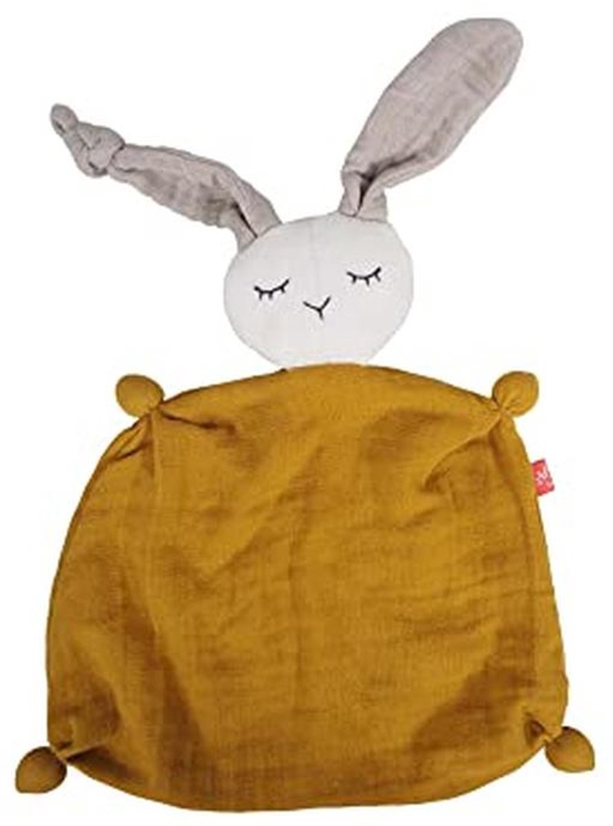 Konijn met knuffeldoek - Baby knuffel - Gevoel geborgenheid - Biologisch katoen - 19 x 12 x 7 cm