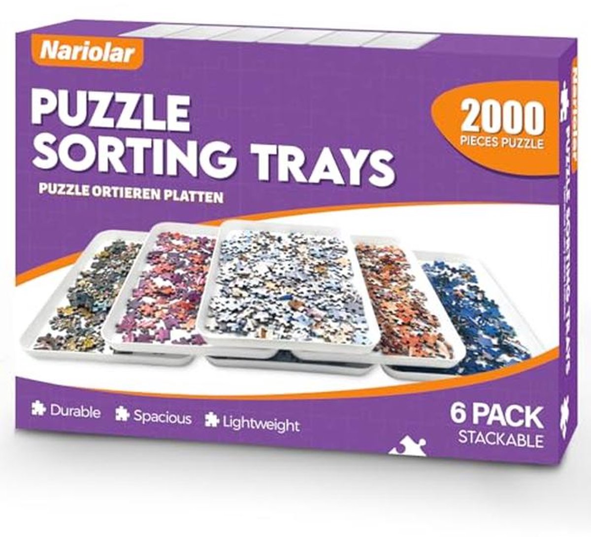 Stapelbare Puzzelsorteerschalen voor 1000/1500/2000 Stukjes – Set van 6 Witte Puzzelsorteerders