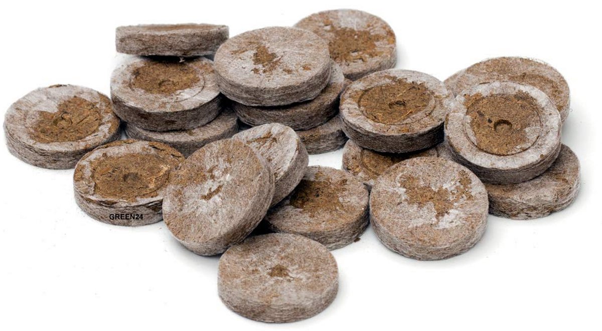 Jiffy van GREEN24 Originele brontabletten turf-kweekpotten, zaaiaarde, kweekaarde, 44 mm, turftablet met instructies