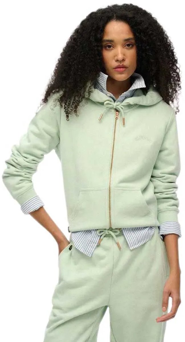 Superdry Essential Logo hoodie met rits Dames Hoodies Groen