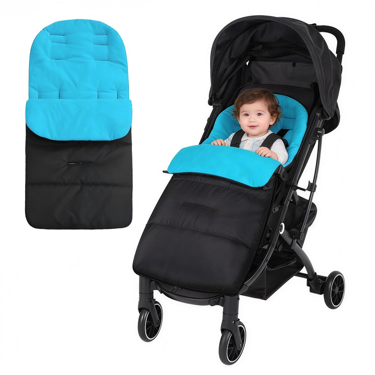 Voetenzak voor kinderwagen - 86*40 cm - Waterdichte en slijtvaste buitenlaag van Oxford-stof - Kan gebruikt worden als slaapzak - Kan gebruikt worden als zitkussen - Babyslaapzak - Voetenzak voor kinderwagen - Verdikte - Winddicht - Waterdicht - Warm