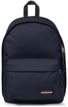 Donkerblauwe Eastpak rugzak met voorvak, ritssluiting en logo.