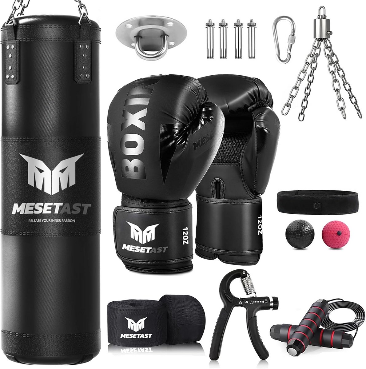 Zware Bokszakset 1,2 m met 12 oz Handschoenen voor MMA en Kickboksen