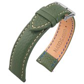 Lederen Horlogebandje Epsom Lychee Patroon Mosgroen - 22mm
