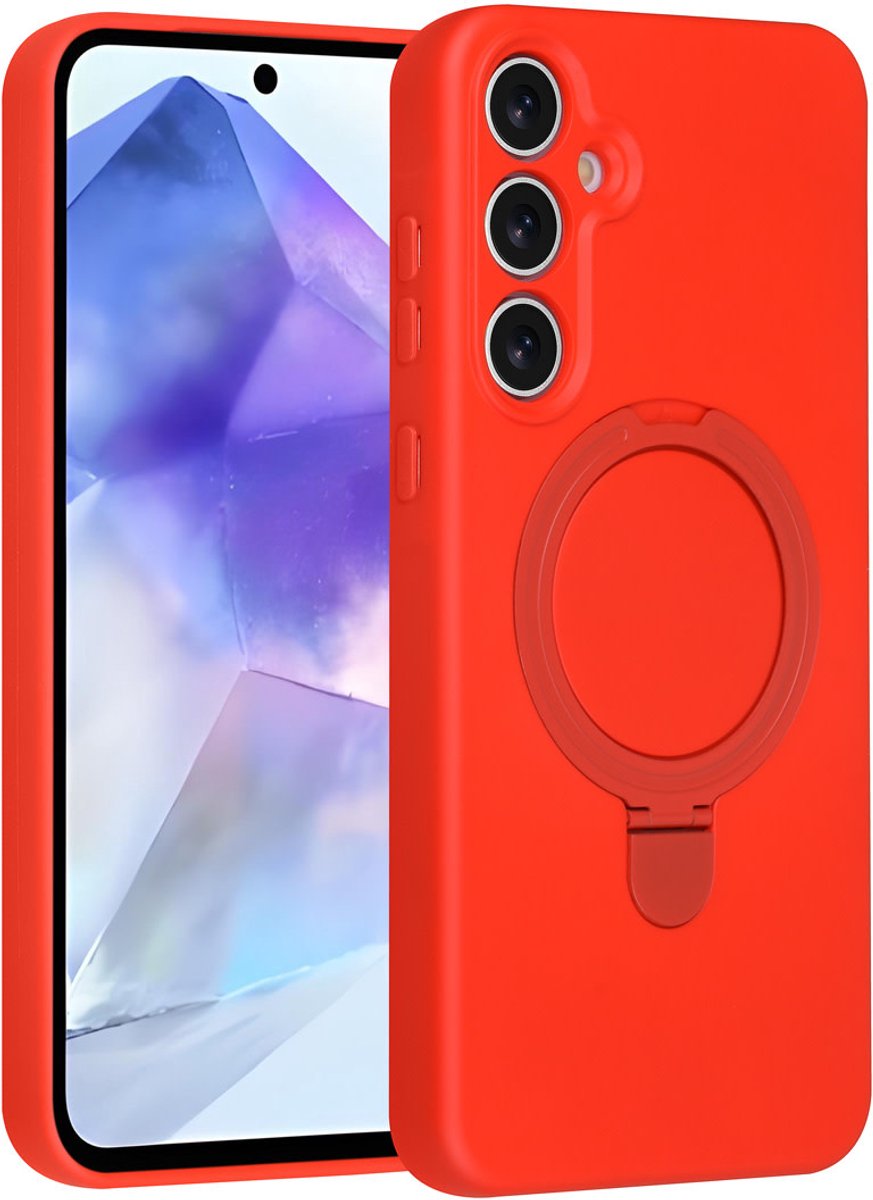 TUNIQ telefoonhoesje voor Samsung Galaxy A55 - MagSafe met ringstand en koord - Rood