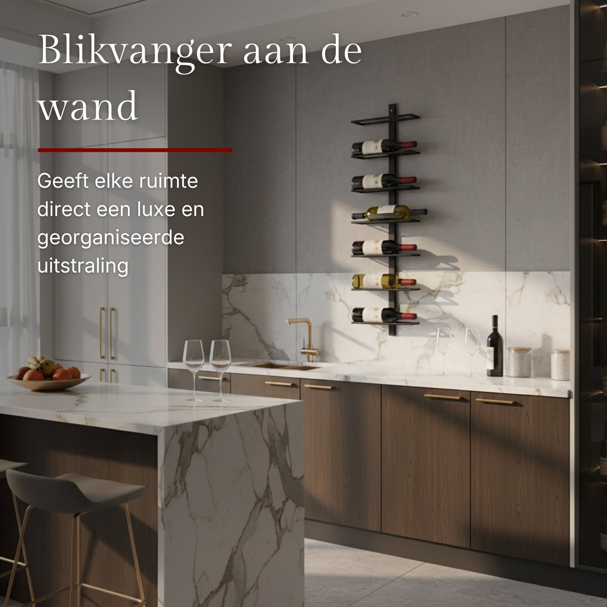Mémoire® Réserve Wandwijnrek voor 6 Flessen – Luxe Wijnrek voor Aan de Muur – Stijlvolle Wijnopslag van Metaal – Verticale Wijnpresentatie – Ruimtebesparend Design – Perfect voor Woonkamer, Keuken en Wijnliefhebbers — cadeau in Wonen & Interieur - foto 6