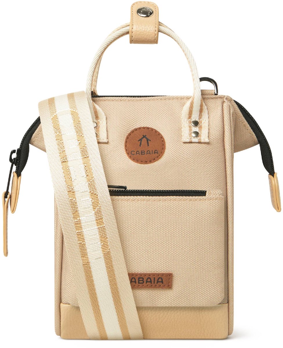 CABAIA – Nano schoudertas Lobito – Compact & waterafstotend – Voor dames en heren – Verwisselbare schouderband – Kleur: Beige
