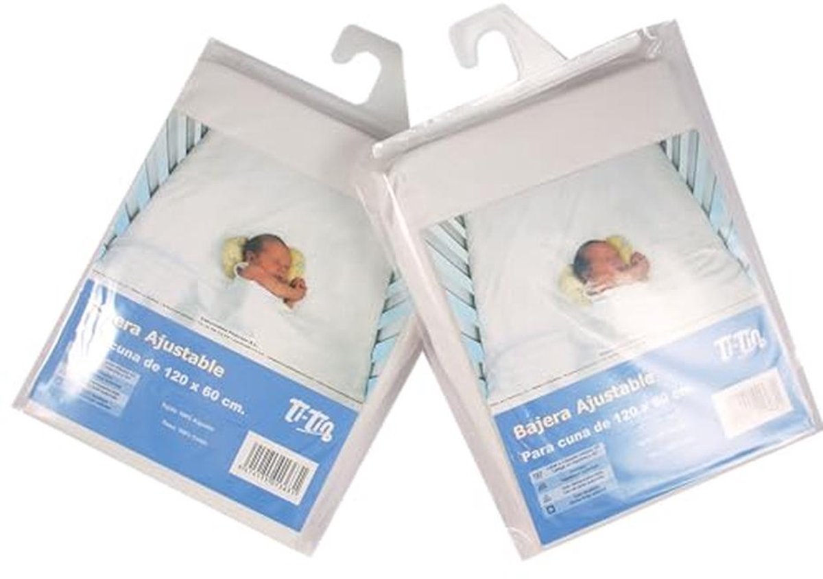 Set van 2 Kinderbedlakens van 100% Katoen - Wit, 60 x 120 cm