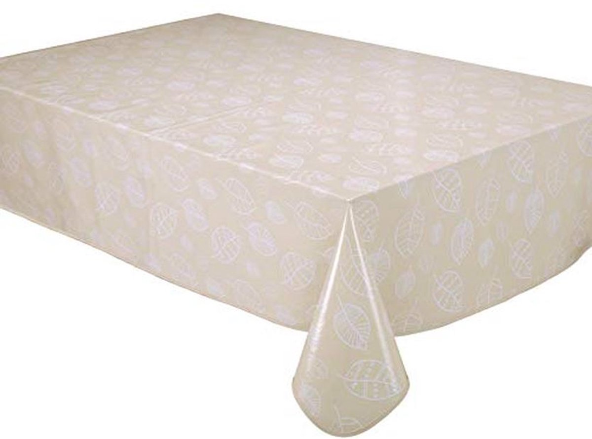 Rechthoekig PVC Tafelkleed 140 x 180 cm - Beige Bladeren