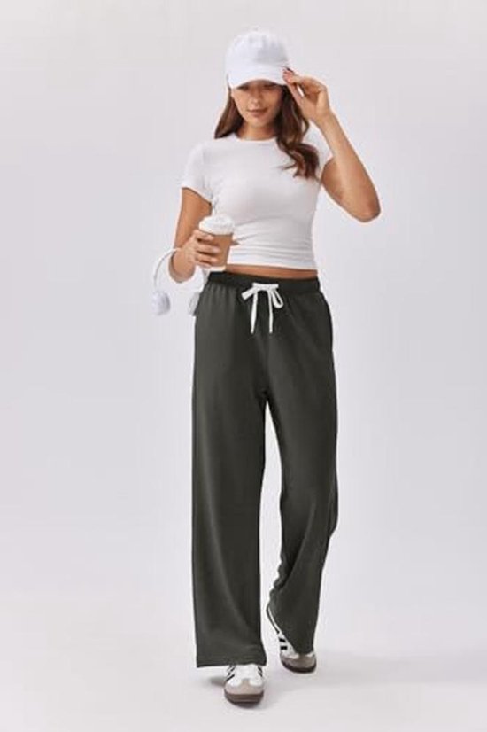 Hoge Taille Joggingbroek Dames, Comfortabele Sportbroek met Wijde Pijpen — afbeelding 3