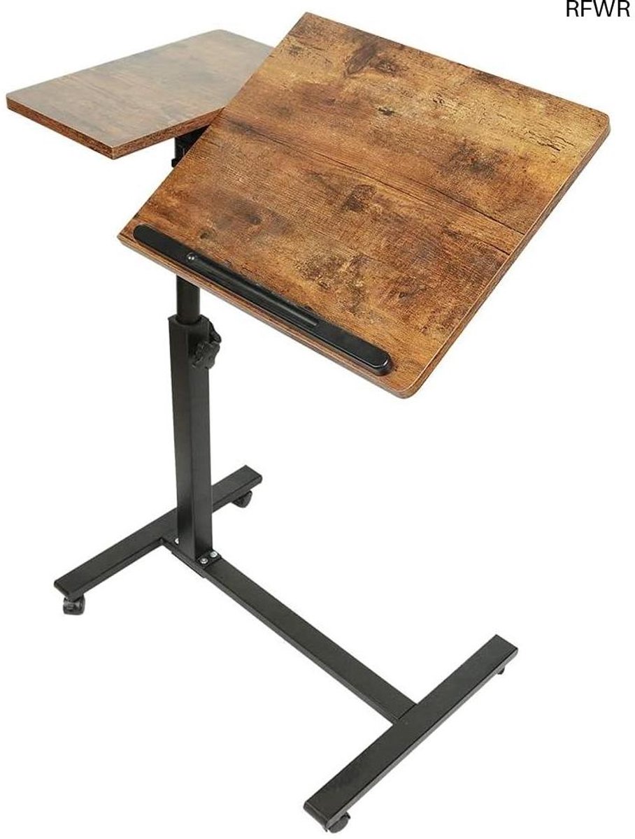 Verstelbare Bedtafel voor Laptop met Wielen - Mobiele PC-houder voor Woonkamer, Kantoor en Slaapkamer