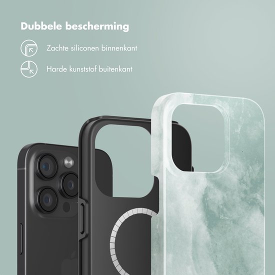 Selencia Case Convient pour iPhone 15 Pro Case - Selencia Vivid Backcover Convient pour MagSafe - Marbre Gris Jade