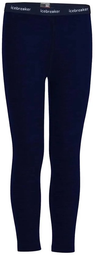 Marineblauwe Icebreaker merino leggings met elastische tailleband met logo.