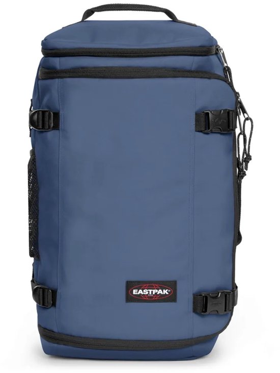 Donkerblauwe Eastpak rugzak met zwarte details.