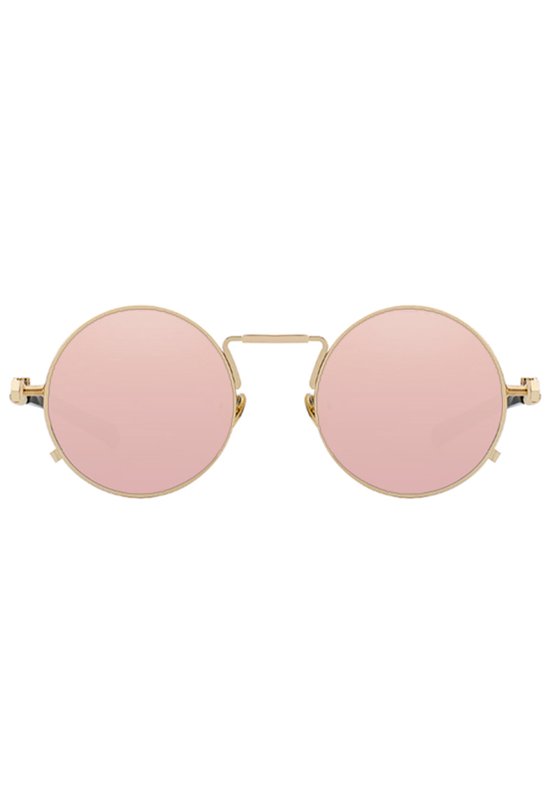 KIMU Ronde Zonnebril Hipster - Goud Montuur Rond - Rosé Spiegelglazen - Vintage Retro Roségoud Gouden Lichtroze Hippie Roze Brilletje Carnaval van Merkloos — afbeelding 3