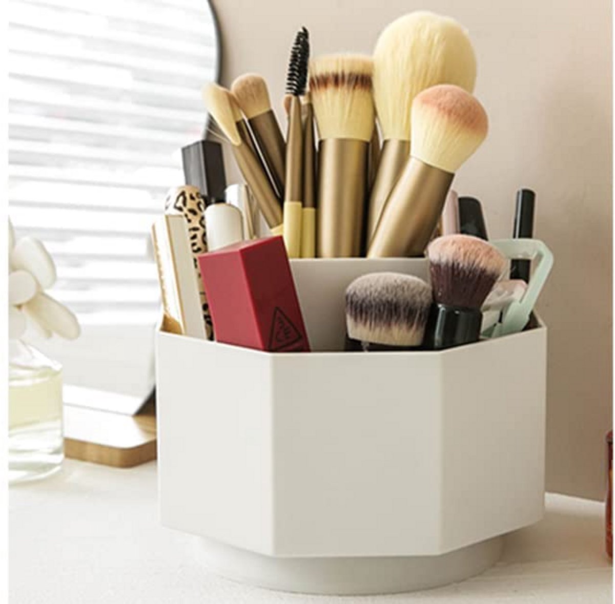 Cosmetica Organizer met 5 Compartimenten en 360° Rotatie voor Badkamer en Bureau