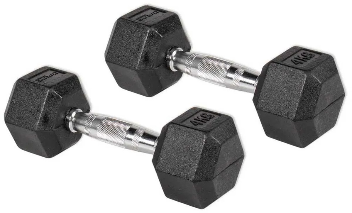 Olive Rubber Hex 4kg Dumbbell 2 Eenheden Zwart 4 kg