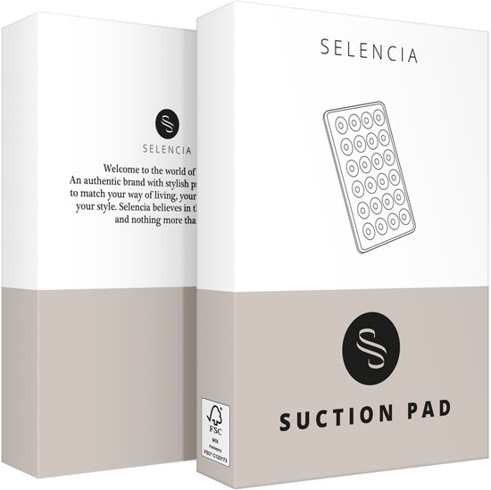 Verpakking van Selencia zuignapstickers met een schematische weergave van de zuignap.