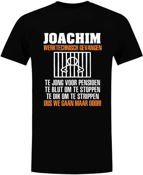 T-shirt de travail Joachim Homme – Techniquement prisonnier – T-shirt humour - Retraite – Noir – Cadeau pour collègue, mécanicien, artisan