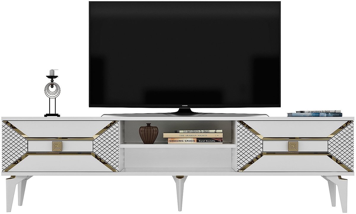 Skye Decor TV-meubel in Wit en Goud Decor met voldoende opbergruimte