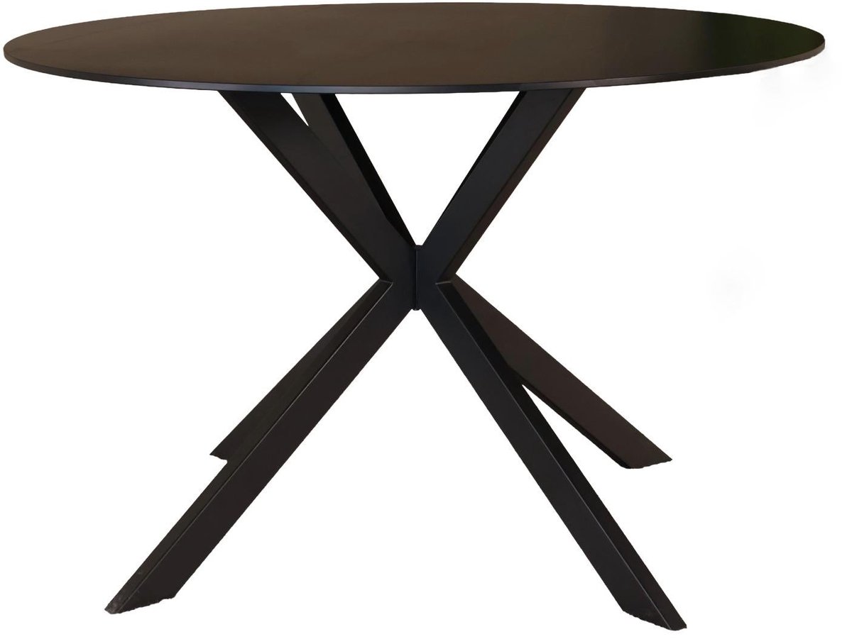 Lizzely Garden & Living Eettafel rond 120cm Jenna marmerlook zwart ronde tafel steen