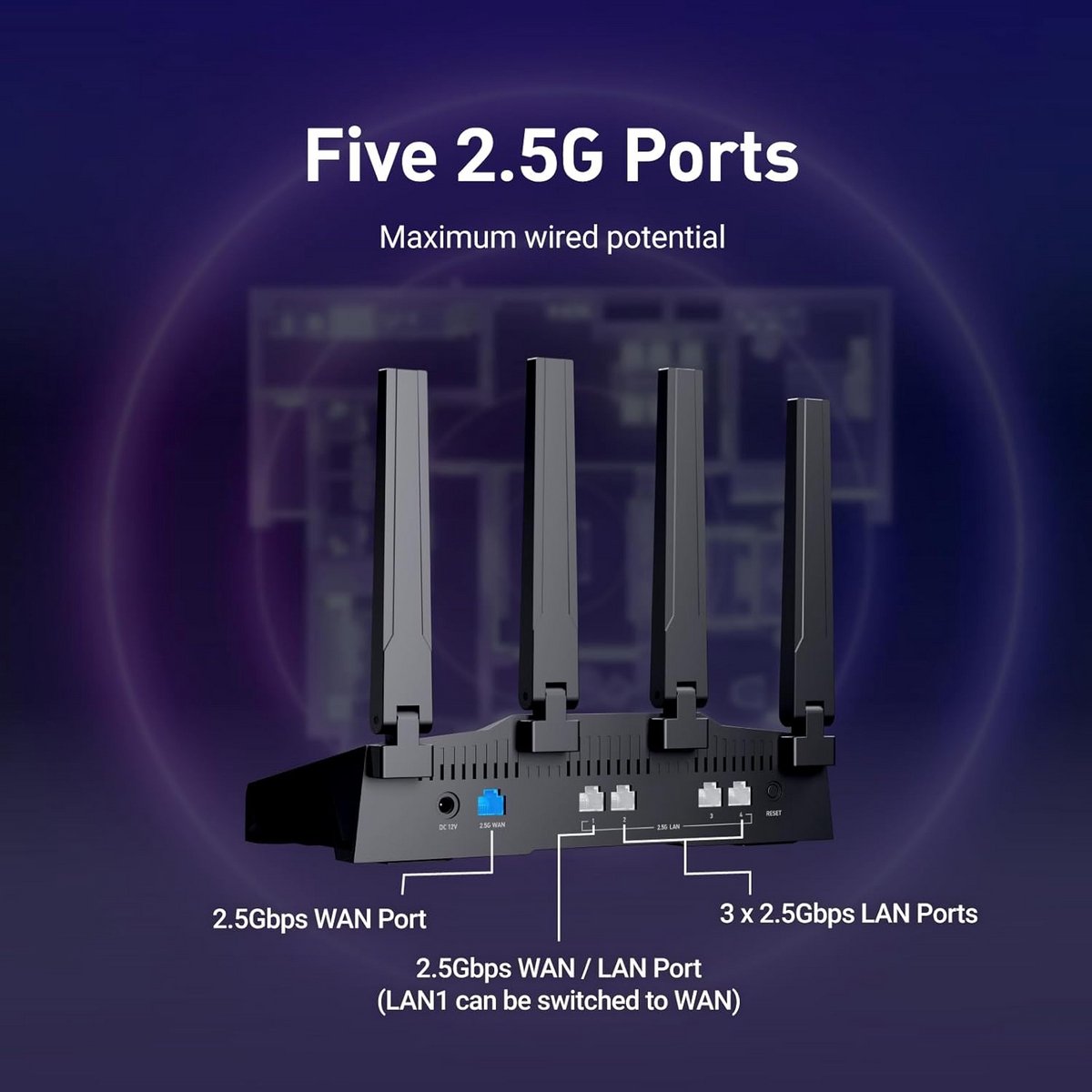 GL.iNet Flint 3 Tri-Band WiFi 7 Router met Hoge Snelheid en Uitgebreide Dekking thumbnail 4