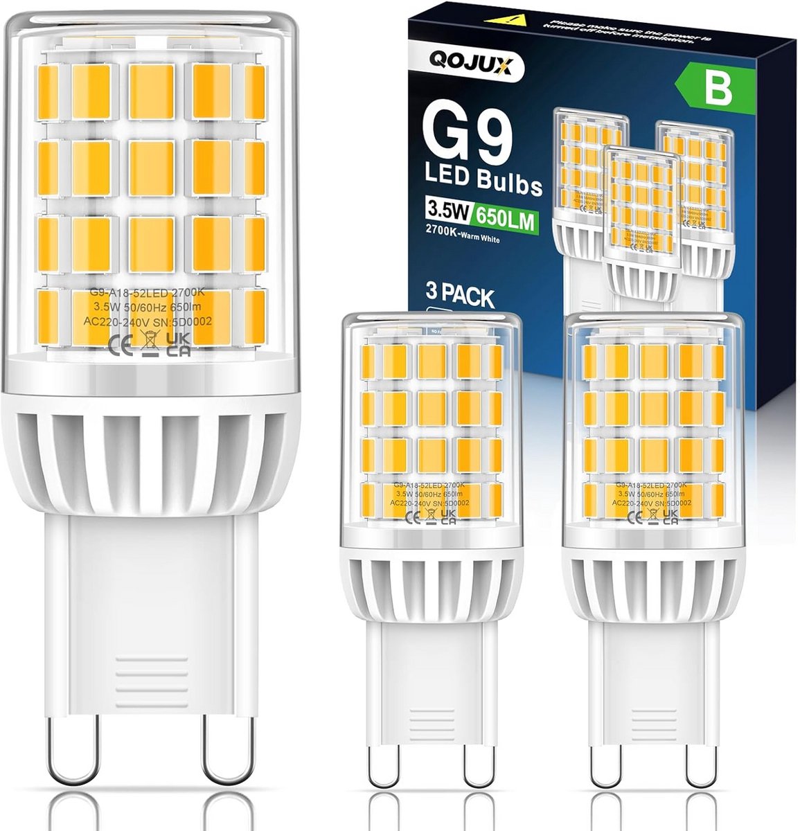 G9 LEDlamp 3,5W 650LM Warm Wit 2700K - Set van 3 - Energiebesparend en Niet Dimbaar