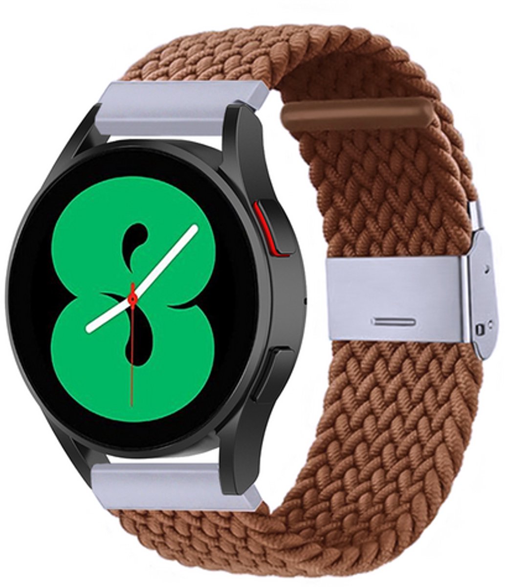 By Qubix - geschikt voor Huawei Watch 5 - 42mm - Braided nylon bandje - Bruin